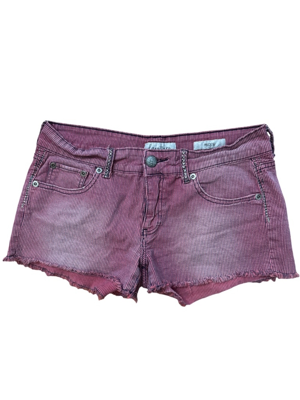 Daytrip Women’s Striped Fringe Shorts Size 30 Pisces Faded‎ Multicolor Button